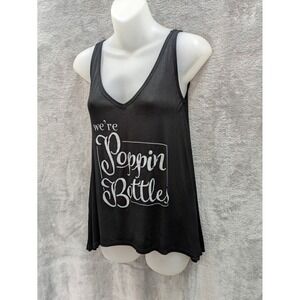 We're Poppin Bottles Tank Top Womens Small Made in USA Party Cocktail Hour